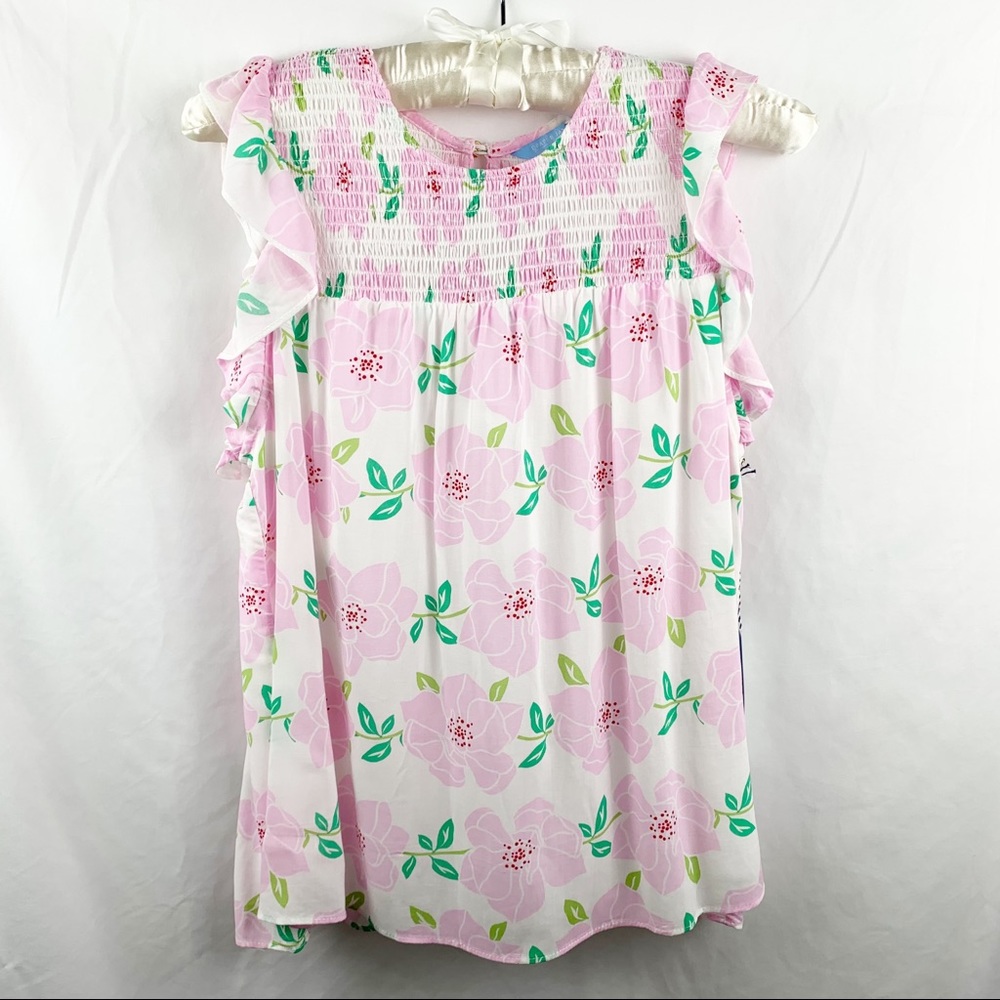 NWT Draper James RSVP Smocked Flutter Top Size XS